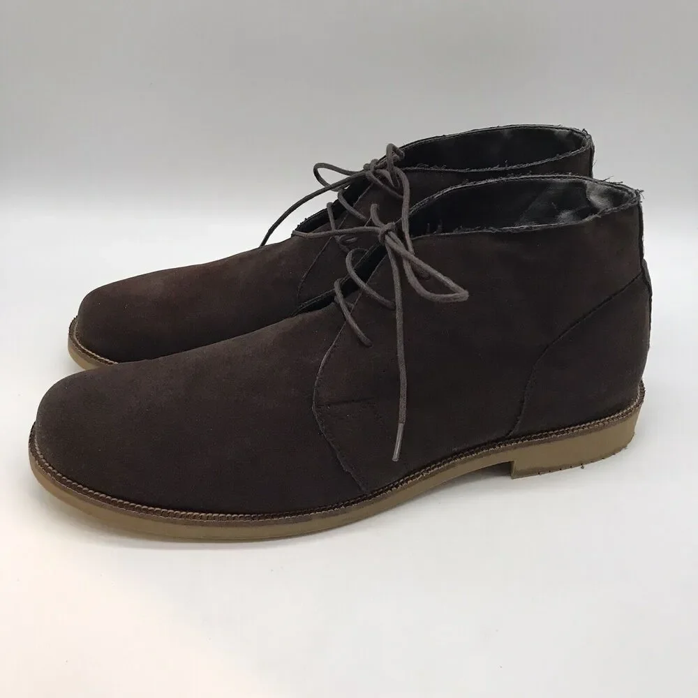 Guess Brown Faux Suede Leather Chukka Boots Men's 12 Lace Up Mid Top Ankle Shoes